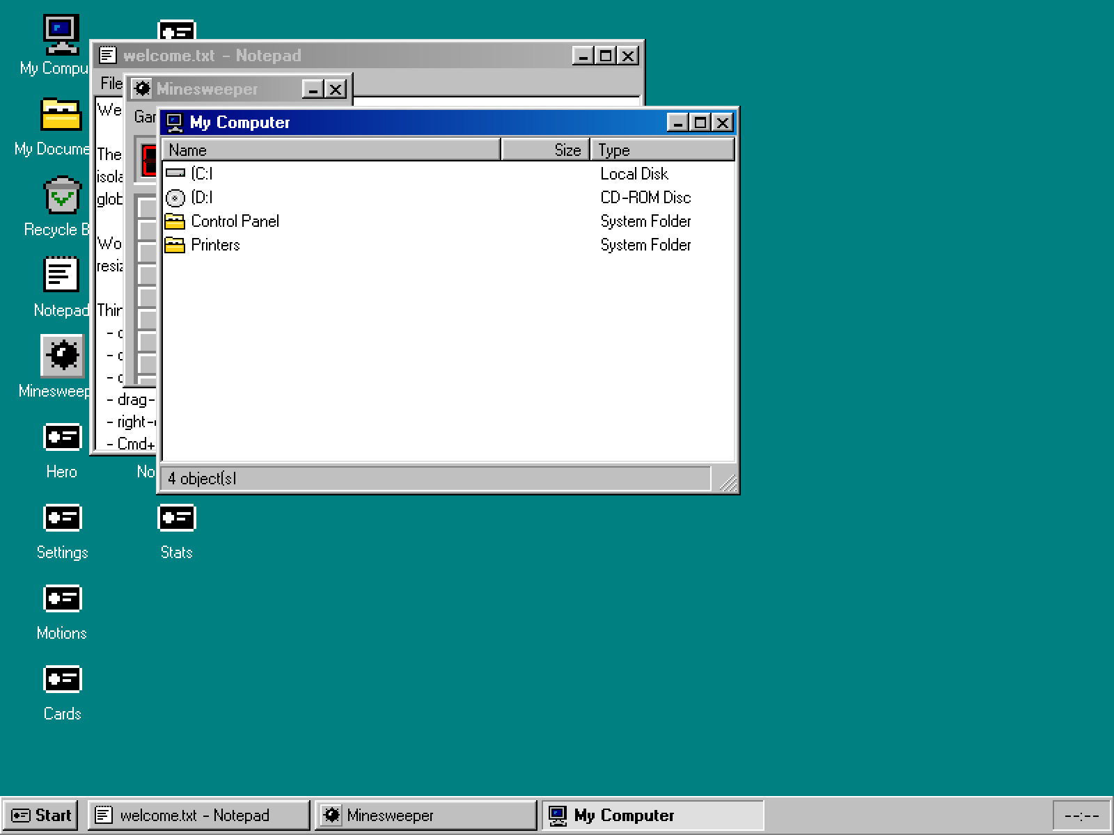 Pocket Desktop classic theme before starting the live preview